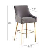 Beatrix Dark Grey Velvet Bar Stool Model: TOV-D68346